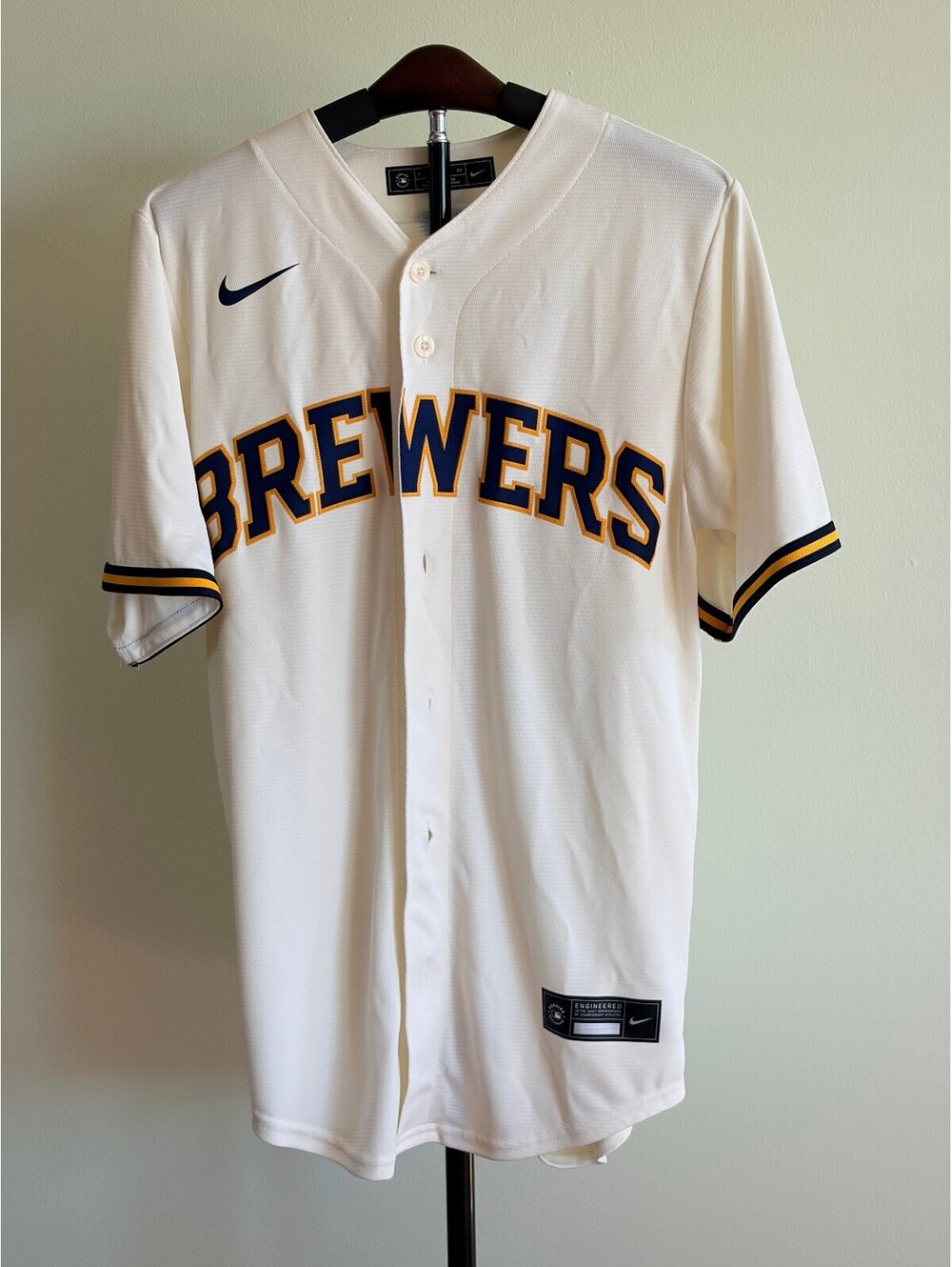 Nike Brewers William Contreras #24 Cream MLB Jersey Men’s S NWOT Flawed